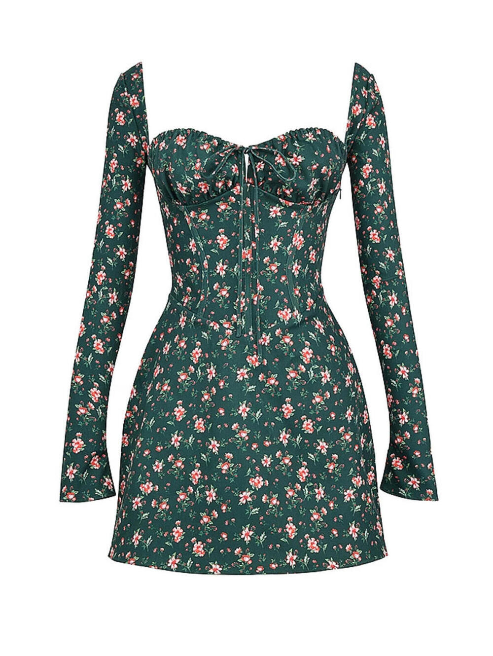 NEW, House of CB Malik Floral Corset Mini Dress in Green Sz L (full cup) #MD1995